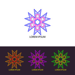 Abstraction illustration 80th. Psychedelic trans logo icon set.