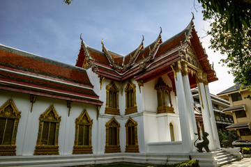Naklejka premium Wat Benchamabophit (The Marble Temple)Often referred to as the “marble temple” in guidebooks, this architectural gem features a magnificent Buddha image, which is a copy of the highly revered Phra Bud