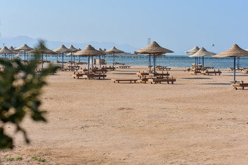 Beach on the shore of the Red Sea, summer vacation, tourism