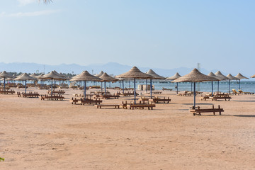 Beach on the shore of the Red Sea, summer vacation, tourism