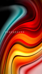Abstract wave lines fluid rainbow style color stripes on black background