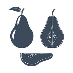 Set of silhouette icons pear
