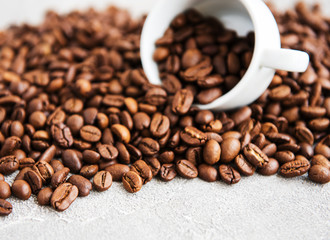 Cup  full of coffee beans