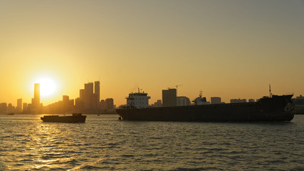 Riverside City Shanghai Sunset skyline