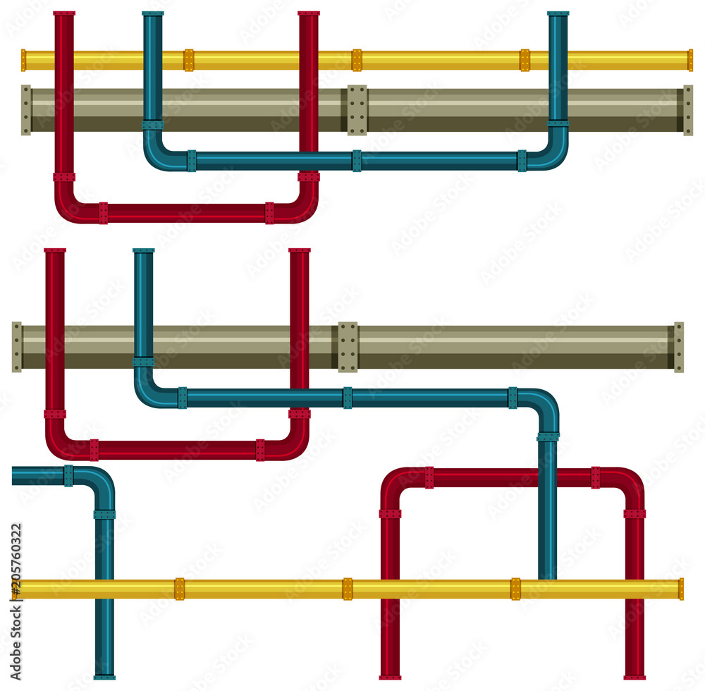 Wall mural underground pipe on white background