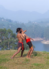 Obraz premium Adithada hand combat - Kalaripayattu Martial Art in Kerala, India