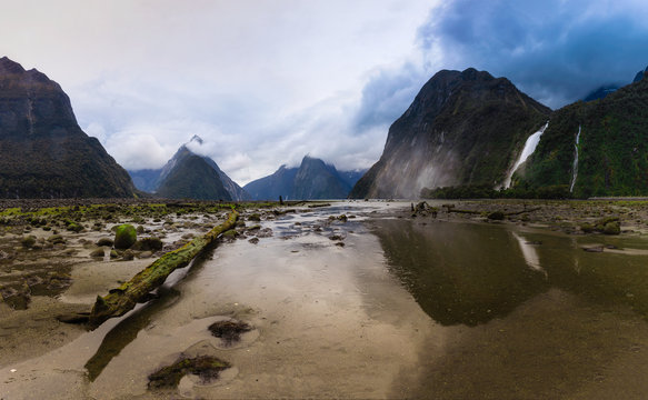 Panorama Milford sould is Landmark in south island, New Zealand.