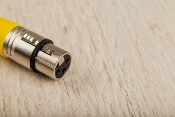 Female XLR connector for microphone connection .