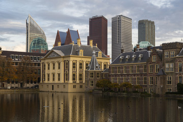 Fototapeta na wymiar Hague city. Building of the Parliament. Binnenhof. Netherlands.
