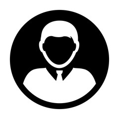 Person icon vector male user profile avatar in flat color glyph pictogram illustration