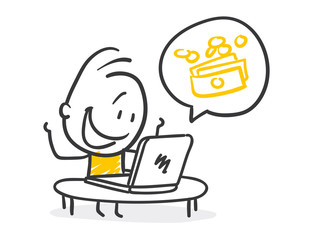 Strichfiguren / Strichmännchen: Finanzen, Online, Geld, verdienen. (Nr. 224)