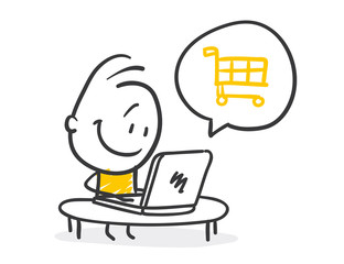 Strichfiguren / Strichmännchen: E-commerce, shoppen, e-shop. (Nr. 223)