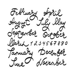 MONTHS AND DATES Hand drawing text for calendars, scrapbooking and notebooks