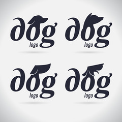 Logo dog logo Collection. animal. font. Freeform. symbol. Abstract. vector illustration. on white background