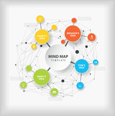 Vector mind map template with colorful circles and place for your text.