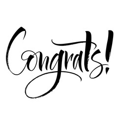 Fototapeta premium Congrats lettering. Handwritten modern calligraphy, brush painted letters. Inspirational text, vector illustration. Template for banner, poster, flyer, greeting card, web design or photo overlay