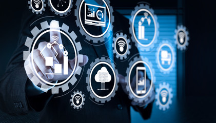 businessman hand working with touch screen