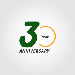 30 Year Anniversary Vector Template Design Illustration