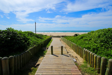 Fototapeta na wymiar Wooden path leading to the beach on Durban's 