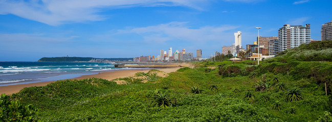 Panoramic view of Durban's "Golden Mile" beachfront from the casino, KwaZulu-Natal province of South Africa