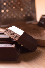 Pieces of dark chocolate