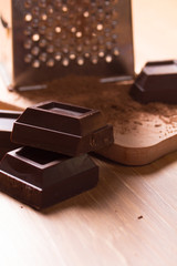 Pieces of dark chocolate