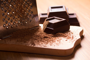 Pieces of dark chocolate