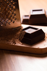 Pieces of dark chocolate