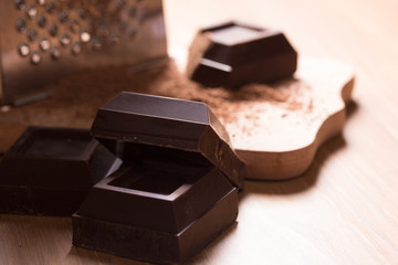 Pieces of dark chocolate