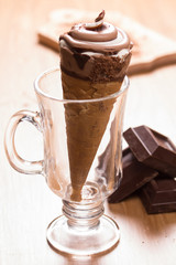 ice cream and pieces of dark chocolate