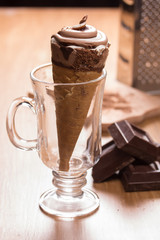 ice cream and pieces of dark chocolate