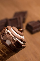 ice cream and pieces of dark chocolate