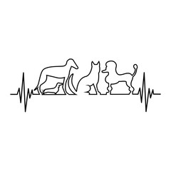 Line of the pulse with dogs vector illustration.