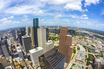 Fototapeta na wymiar aerial of modern buildings in downtown Houston
