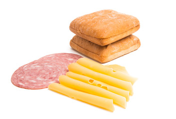cheese with ham for sandwiches isolated