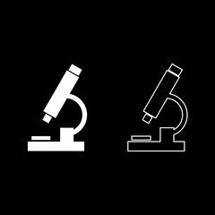 Microscope icon set white color illustration flat style simple image