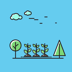 Sprouts and trees, nature. Vector icon, illustration in flat style.