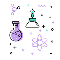 Set of vector icons on the theme of science. Vector illustration. 