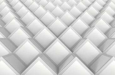 3d rendering. Abstract white cube boxs stack pattern background.