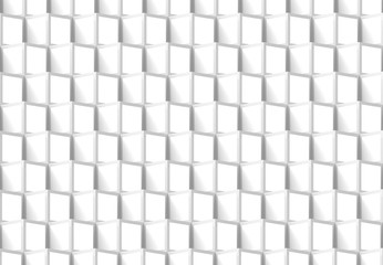 3d rendering. Abstract Seamless white Square box pattern wall background.