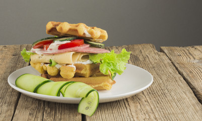 waffles with vegetables for breakfast