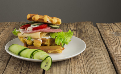 waffles with vegetables for breakfast