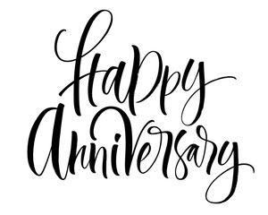 Happy Anniversary lettering. Handwritten modern calligraphy, brush painted letters. Vector illustration. Template for greeting card, poster, logo, badge, icon, banner tag