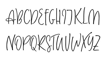 Ballpen handwritten vector alphabet. Modern calligraphy, uppercase letters. Vector illustration