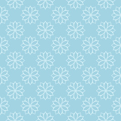 White floral seamless pattern on blue background