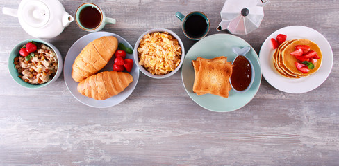 Sweet breakfasts on table
