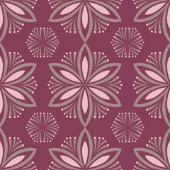 Seamless background. Floral purple red pattern