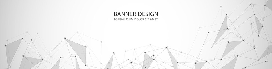 Vector banner design, network connection with lines and dots