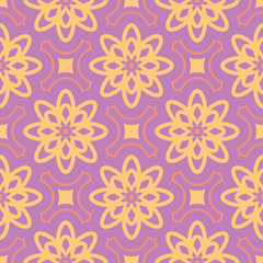 Floral seamless pattern. Bright violet background with colored design