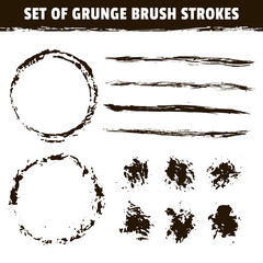Artistic brushes and round black ink strokes